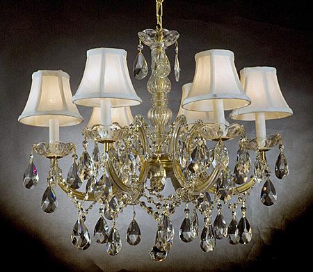 Chandelier With Shades And Crystals