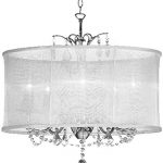 5 Light Drum Shade Chandelier with Clear European Crystals in .