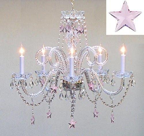 Empress Crystal(TM) Chandelier Lighting with Pink Crystal Stars .