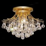 Small Crown Golden Crystal Low Ceiling Lamp Lighting Fixtures .