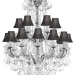 Crystal Chandelier Silver With Black Shades - Traditional .