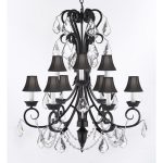 Unbranded Empress Iron and Crystal 9-Light Black Chandelier with .