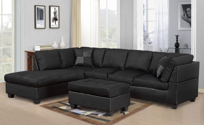 2 Piece Sectional | Black sectional living room, Sectional sofa .