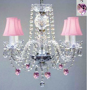Pink Chandeliers for the Ceiling of a Baby Girl Nursery Ro