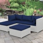 Wilson & Fisher Brook White All Weather Wicker Sectional & Ottoman .