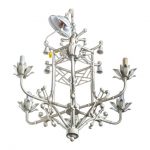 White Painted Wrought Iron Chinoiserie Chandelier With Bells .
