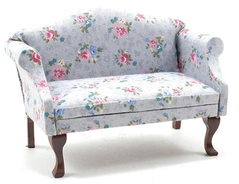 Sofa with Grey and Floral Chintz Fabric. – Dollhouse Juncti