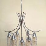 Vintage French Chrome and Glass Chandelier, 1970s for sale at Pamo