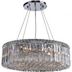 Contemporary 12-Light Chrome Finish with Clear Crystal Chandelier .