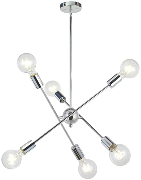 Amazon.com: BONLICHT Modern Sputnik Chandelier 6 Lights Chrome Mid .