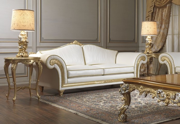 Imperial: classic sofas and armchairs in beige leather carved and .