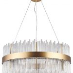 Gold Stainless Steel Frame, Clear Glass Chandelier - Contemporary .