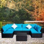 Ainfox Outdoor Patio Furniture on Clearance 7-Pieces PE Rattan .