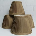 Set of 4 Chandelier Lamp Shades Bronze Cream Interior Silk Clip On .