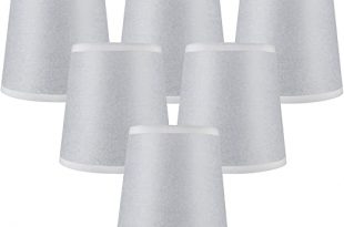 Meriville Set of 6 Paper Linen Clip On Chandelier Lamp Shades, 4 .