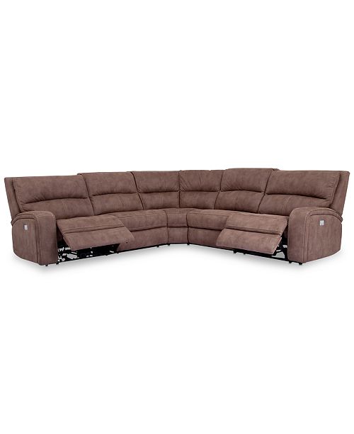 Furniture CLOSEOUT! Brant 5-Pc. Fabric Sectional Sofa with 2 .