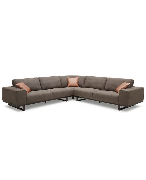Furniture CLOSEOUT! Laser 123" 3-Pc. Fabric Sectional Sofa .