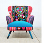 Indian Style Colorful Hand Made Embroidery Handwork Sofa Chair .
