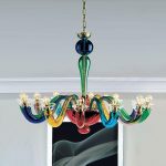 Leucos multi-coloured glass chandelier | modern colourful ceiling .