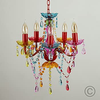 Modern Gypsy Multi-Coloured 5 Way Mini Marie Therese Ceiling Light .