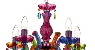 Multi Coloured Glass 5 Light Chandelier | Colorful chandelier .