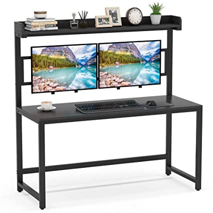Tribesigns Computer Desk with Dual Monitor Mount, 55 inch Large .
