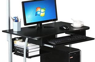 Amazon.com: Black Rolling Computer Desk Workstation Study Writing .