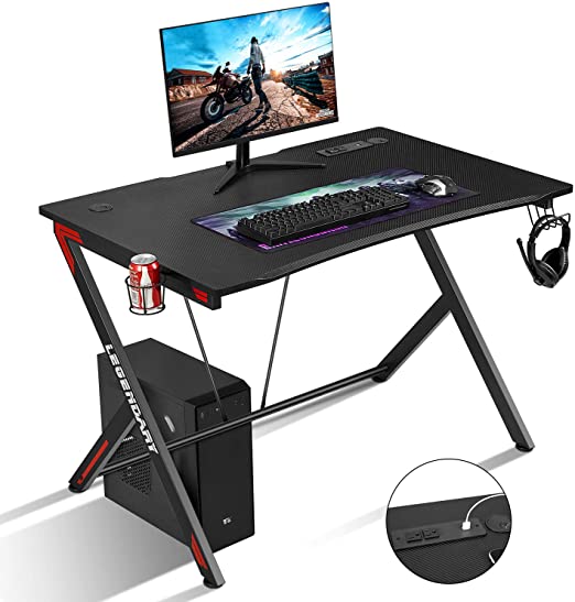 Amazon.com: Gaming Desk 45" with USB Port, Racing Style Computer .