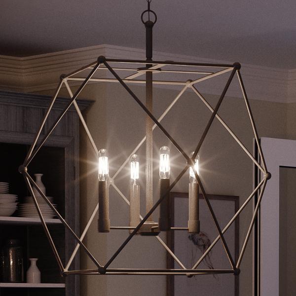 UHP2703 Contemporary Chandelier, 19"H x 23.5"W, Midnight Black Finis