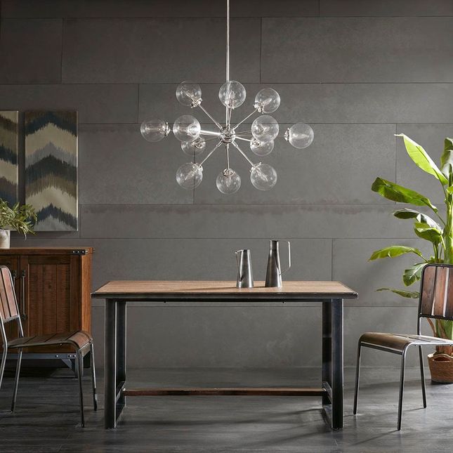 New Paige Chandelier Glass Silver Contemporary Modern Trendy INK+ .