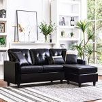 Amazon.com: HONBAY Convertible Sectional Sofa Couch Faux Leather L .