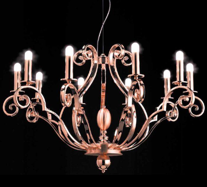 Modern iron and copper chandelier with custom options — italian .
