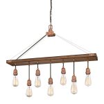 Westinghouse Elway 7-Light Barnwood with Washed Copper Chandelier .