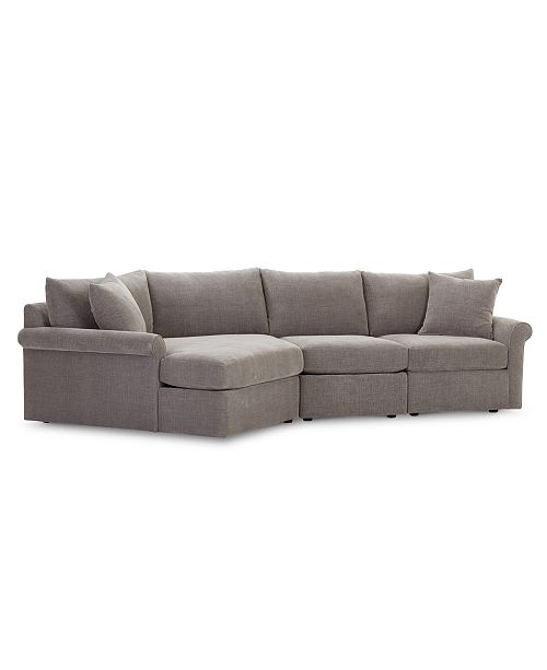 Furniture Wedport 3-Pc. Fabric Modular Sectional Sofa with Cuddler .