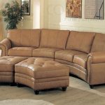 Gorgeous curve leather buckskin color sectional | Curved couch .
