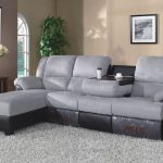 Microfiber 2 Tone Reclining Sectional with Left Facing Corner .