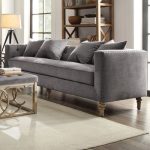 ACME Sidonia Down Feather Filled Sofa with 4 Pillows, Grey Velvet .