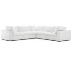 Commix Down Filled Overstuffed 5 Piece Sectional Sofa Set in White .