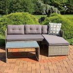 Sunnydaze Longford Patio Sectional Sofa Set with Cushions .