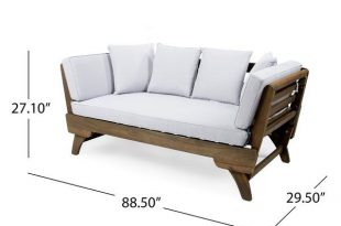 Ellanti Patio Daybed with Cushions | Wood daybed, Patio daybed .