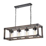 Ellenton 4 - Light Shaded Rectangle Chandelier with Wrought Iron .