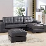 Modern Black Leather Sectional Sofa with Ottoman TD719 (With .