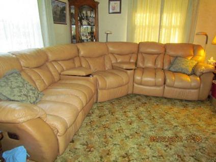 Used Large Gold Leather Sectional Sofa for Sale in Evansville .