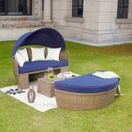 Beachcrest Home Fansler Patio Daybed with Cushions Color: Blue .