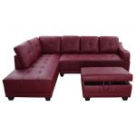 Sectional Sofa_AYCP Furniture_Red Faux Leather Sectional Sofa with .
