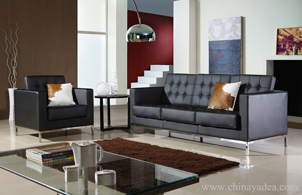 Florence-Knoll-leather-Sofa | black leather koll sofa in the… | Flic