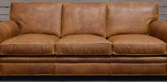 extra long tufted sofa full grain leather grain