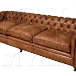 AWESOME CHESTERFIELD FULL GRAIN BUFFALO LEATHER LARGE SOFA,110'' X .