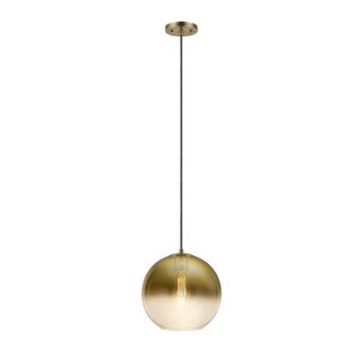 1 - Light Single Globe Pendant Finish: Antique Brass, Size: 9" H x .