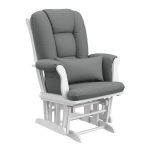 Storkcraft White with Gray Cushion Tuscany Glider and Ottoman Set .